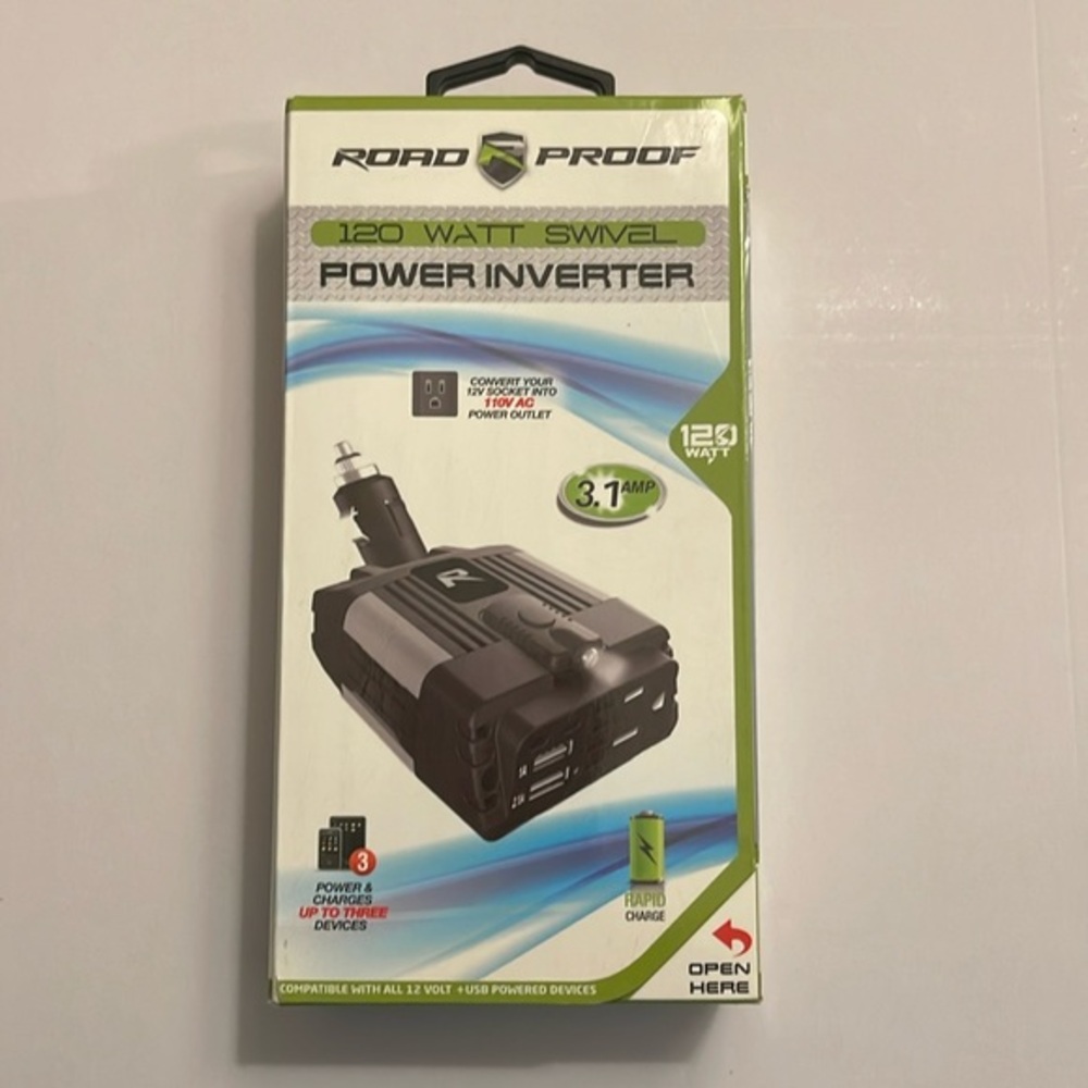 Road Proof 120 Watt Swivel Power Inverter power & charge up to 3 devices